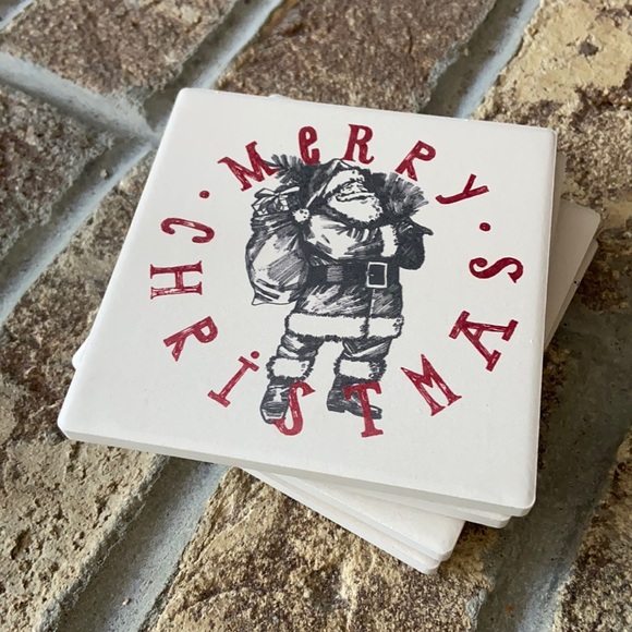Last Set❗️Modern Farmhouse Traditional Santa Claus Christmas Holiday Coaster Set - Picture 1 of 4
